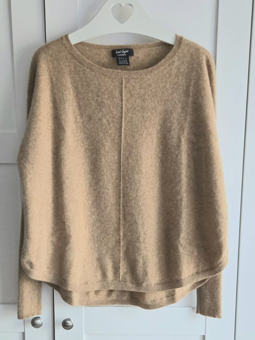 Lord & Taylor 100% Cashmere Oversized Camel Sweater Size M PTP25